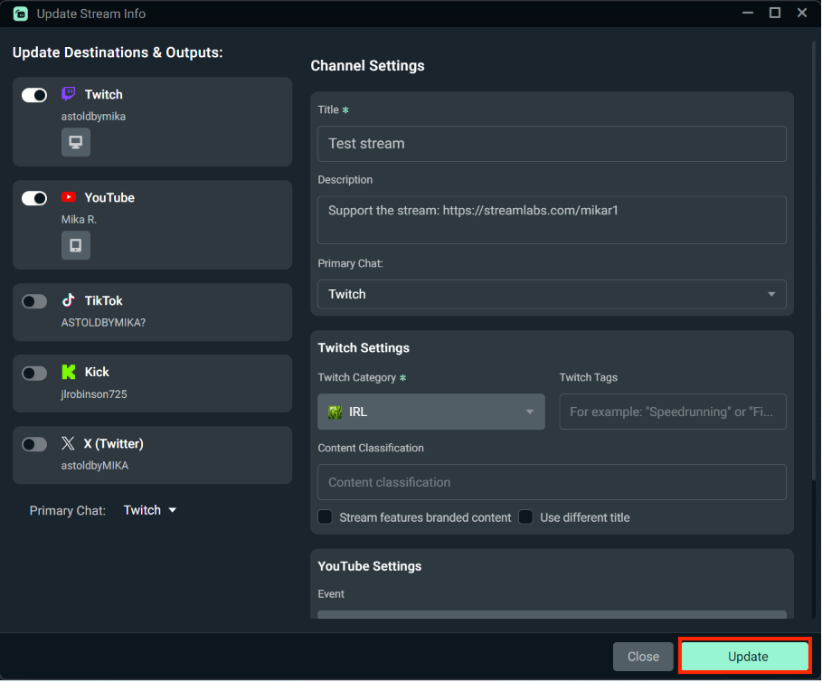 update stream settings option live output editor streamlabs desktop